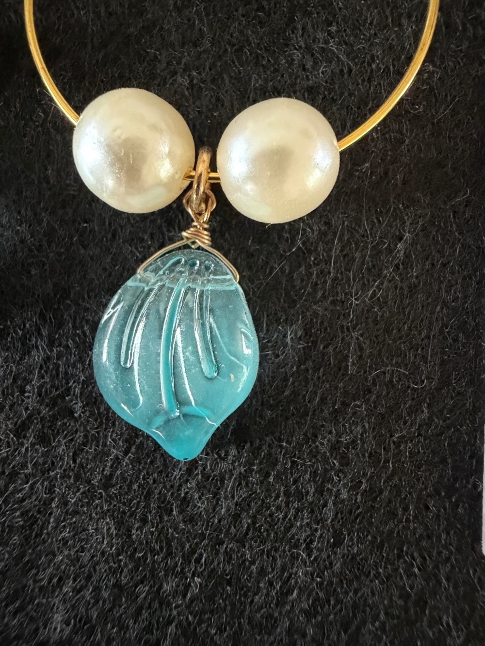 Gold Tone Hoop Earrings With Seashell And Faux Pearls